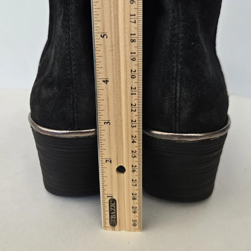 Fly London Yave Black Suede Leather Wedge Chelsea Ankle Boots